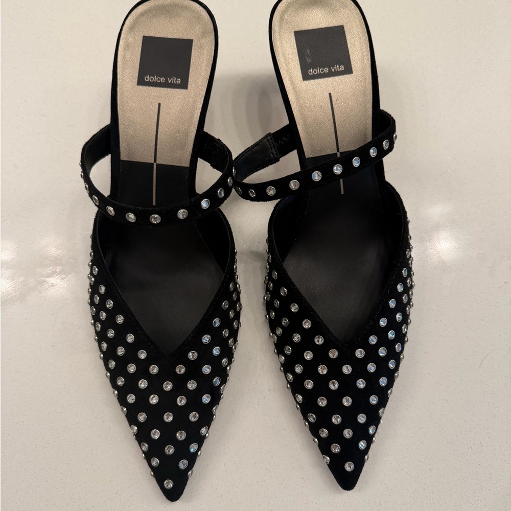 Dolce Vita Black Heels with Silver Accents